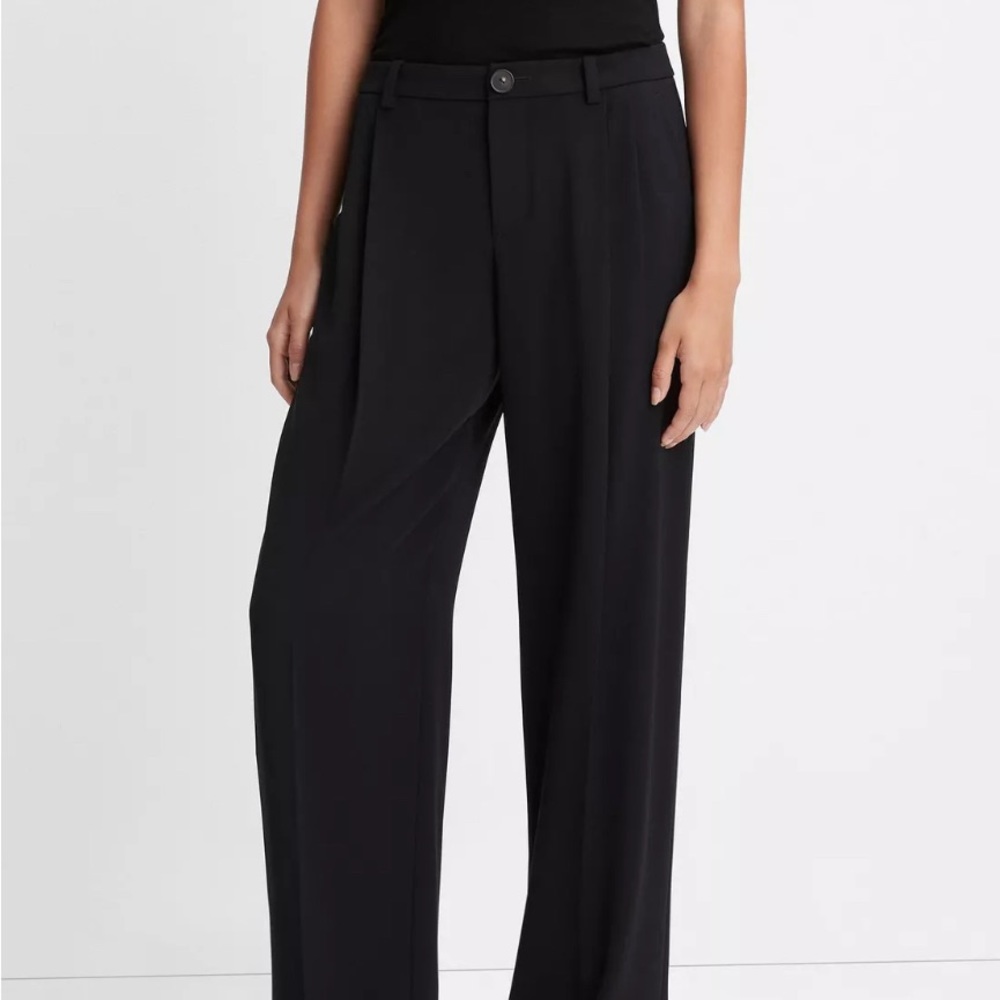 Vince Pleated Crepe Trousers in Black